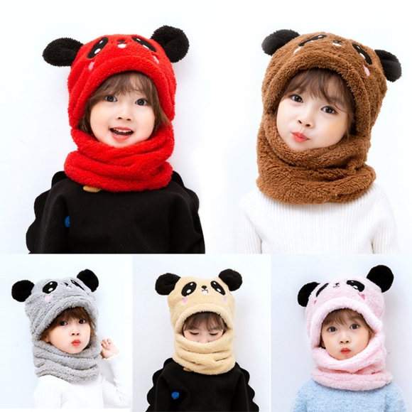 5/25 pink or Grey Panda Bear Winter hoodie hat face cover protect skin from cold - Picture 5 of 7